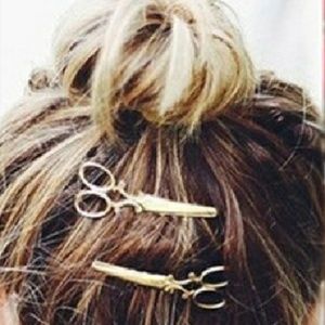 Silver scissors hair clips